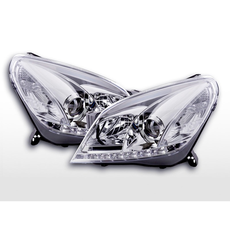 Phare Daylight LED DRL look Opel Astra H 04-10 chromé pour véhicules avec direction à droite