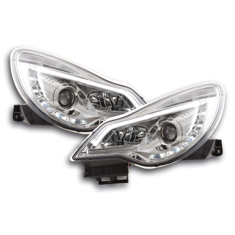 Phare Daylight LED Feux de jour à LED Opel Corsa D à partir de 2011 chromé pour conduite à droite