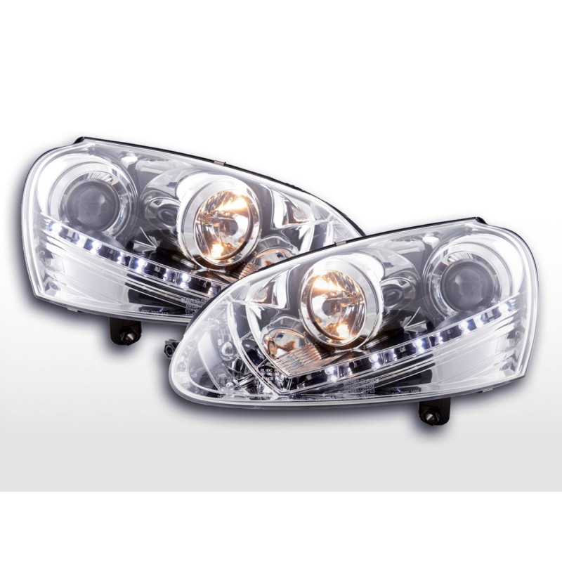 Phare Daylight à LED DRL look VW Golf 5 type 1K 03-08 chromé pour conduite à droite