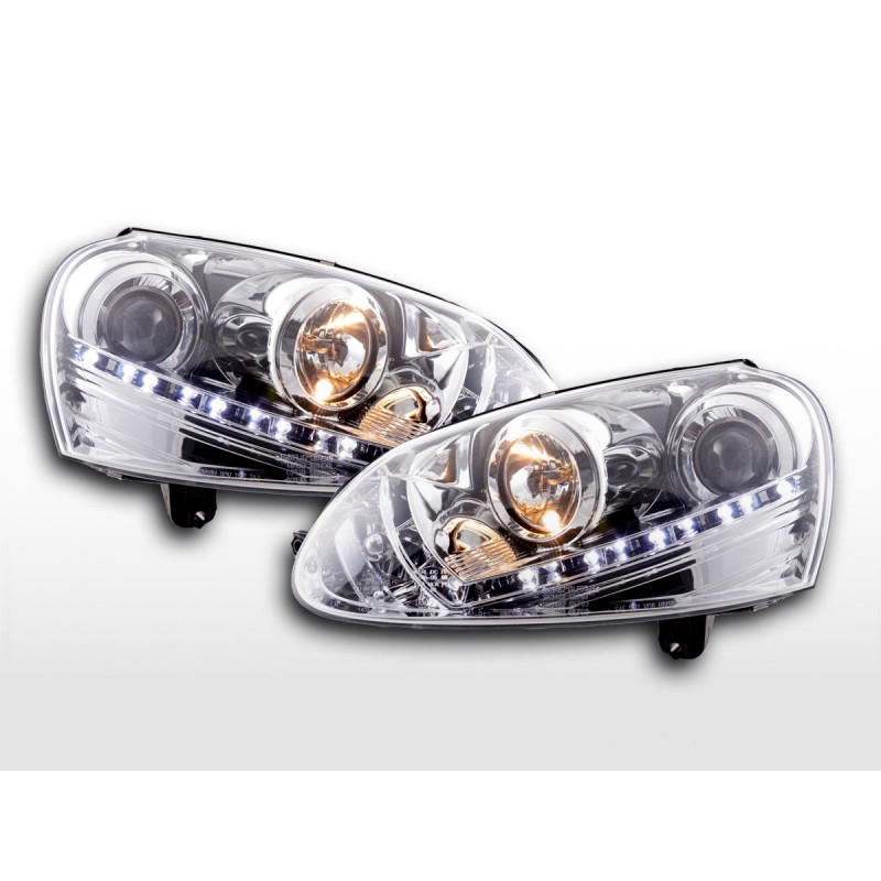Phare Daylight à LED DRL look VW Golf 5 type 1K 03-08 chromé pour conduite à droite
