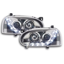 Phare Daylight LED DRL look VW Golf 3 type 1HXO 1EXO 91-97 chrome