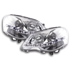Phare Daylight LED look DRL VW Polo type 9N3 05-09 chromé pour conduite à droite