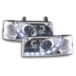 Phare Daylight LED look DRL VW Bus type T4 90-96 chromé pour conduite à droite