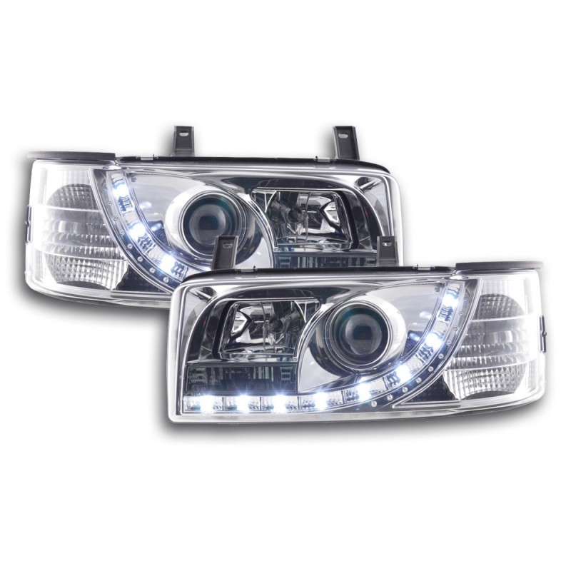 Phare Daylight LED look DRL VW Bus type T4 90-96 chromé pour conduite à droite