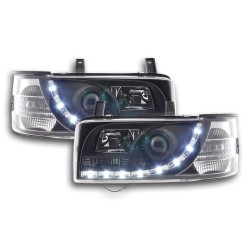 Phare Daylight LED look DRL Bus VW type T4 90-96 noir pour conduite à droite