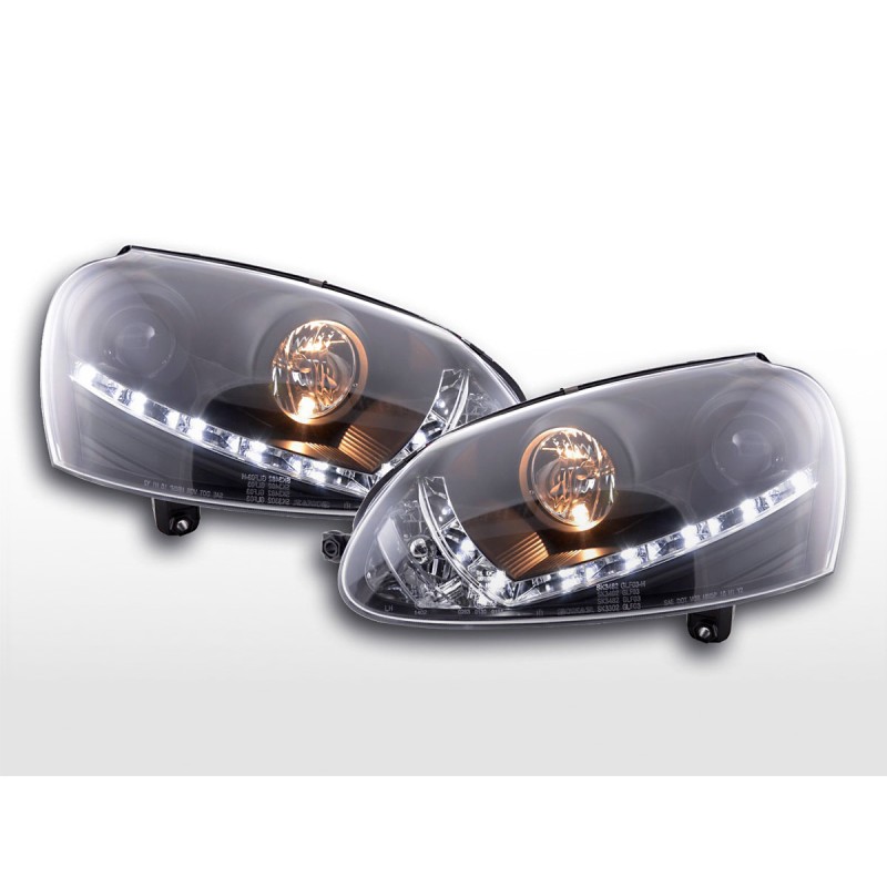 Phare Daylight LED feux diurnes VW Golf 5 type 1K 03-08 noir pour conduite à droite