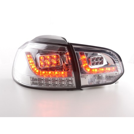 Set feux arrières LED VW Golf 6 type 1K 2008-2012 chromé avec clignotants LED pour conduite à droite