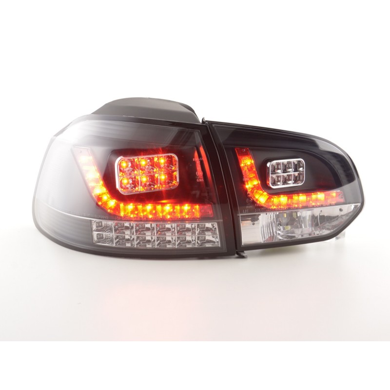 Kit feux arrières LED VW Golf 6 type 1K 2008-2012 noir avec clignotants LED pour conduite à droite