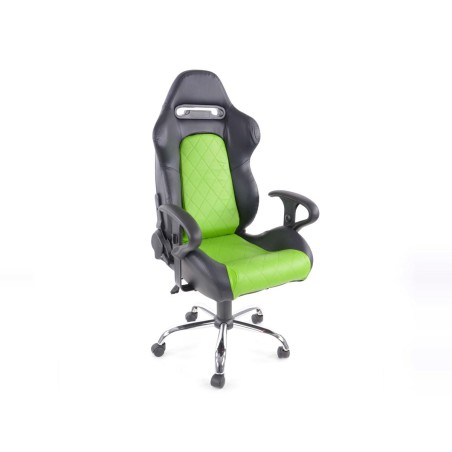 FK siège de sport chaise de bureau pivotante Detroit noir / vert chaise de direction chaise de bureau pivotante