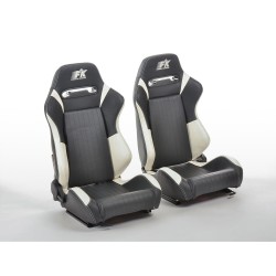 Sièges sport FK Sièges demi-coque de voiture Set Frankfurt simili cuir noir / blanc