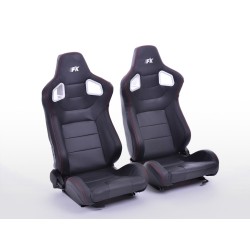 Sièges sport FK Sièges demi-coque pour voiture Set Stuttgart simili cuir noir aspect carbone