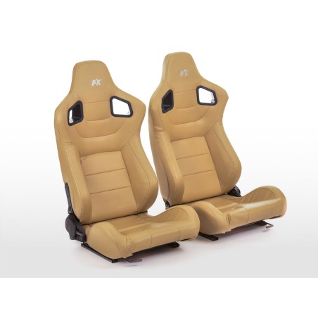Sièges sport FK Sièges demi-coque pour voiture Set Stuttgart simili cuir beige Sièges sport FK Sièges demi-coque pour voiture Set Stuttgart simili cuir beige