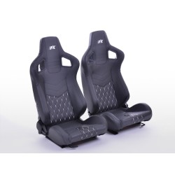 Sièges sport FK Sièges auto demi-coque Set Stuttgart cuir artificiel noir