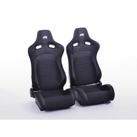 Sièges sport FK Set de sièges auto demi-coque cuir artificiel Cologne / tissu noir