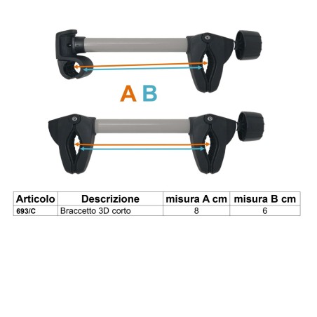 PERUZZO Bras de maintien 3D pour Porte-vélos - 8 cm - 693/CN