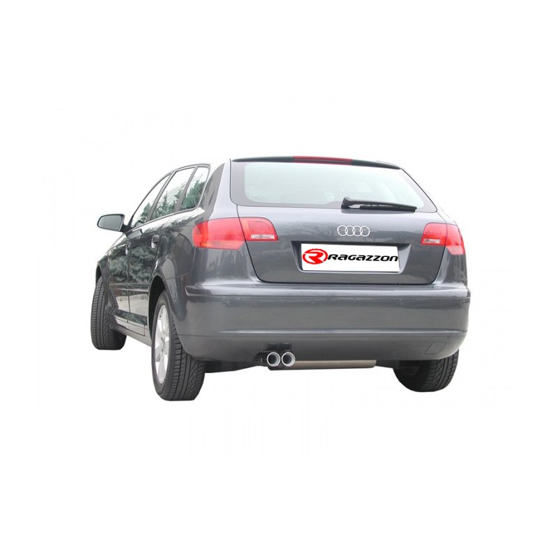 Silencieux arrière en inox avec 2 sorties rondes 80 mm décalées