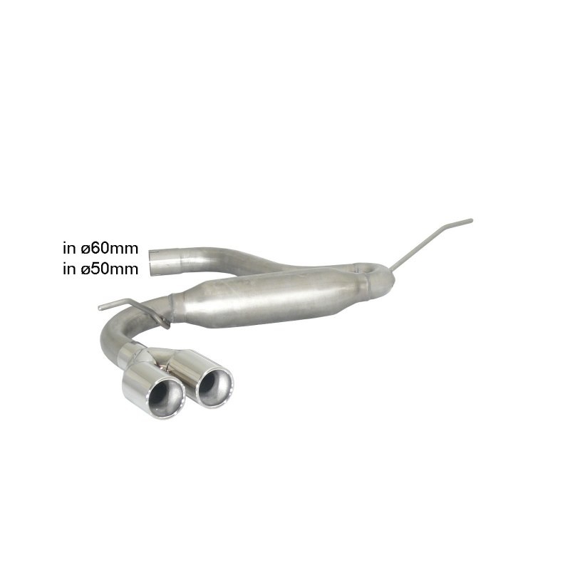 Silencieux arrière en inox avec 2 sorties rondes 80 mm décalées