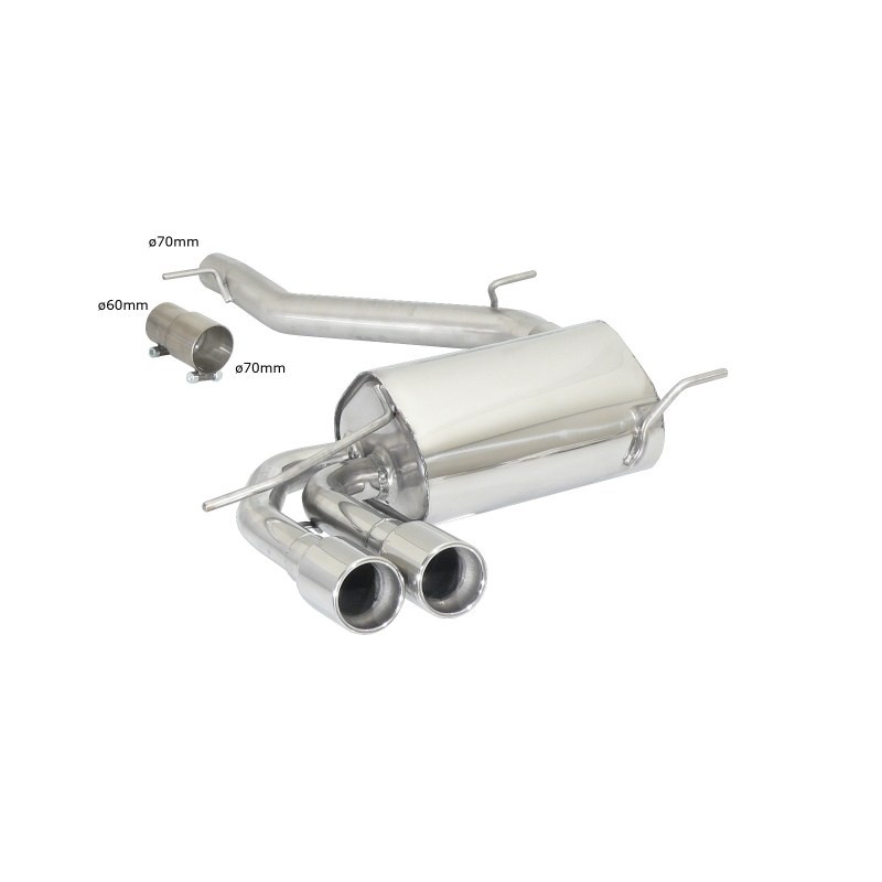 Silencieux arrière en inox avec 2 sorties rondes 80 mm décalées
 Ligne avec diamètre majoré 70 mm