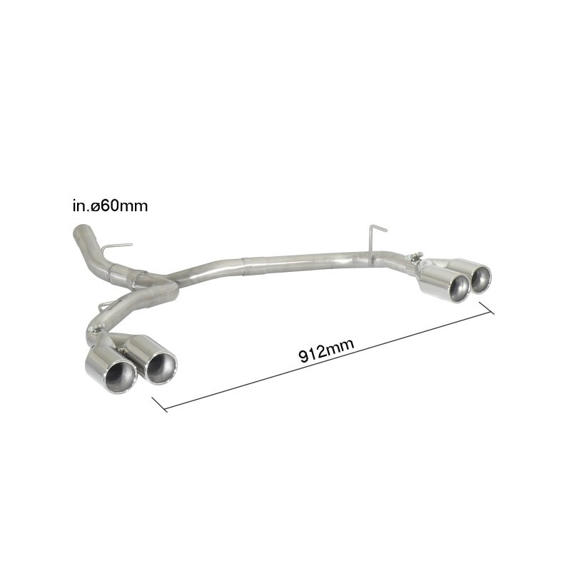 Tubes arrièreduplex en inox g/d avec 2 sorties rondes 80 mm décalées